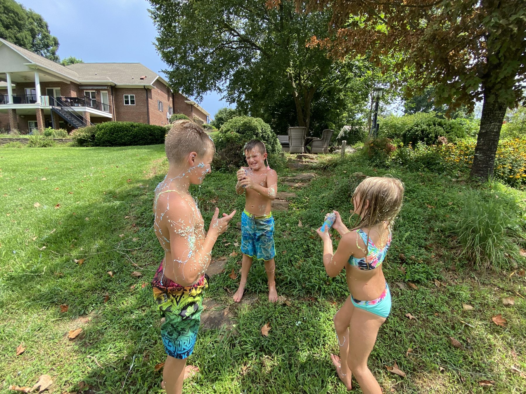 Campers playing in the water