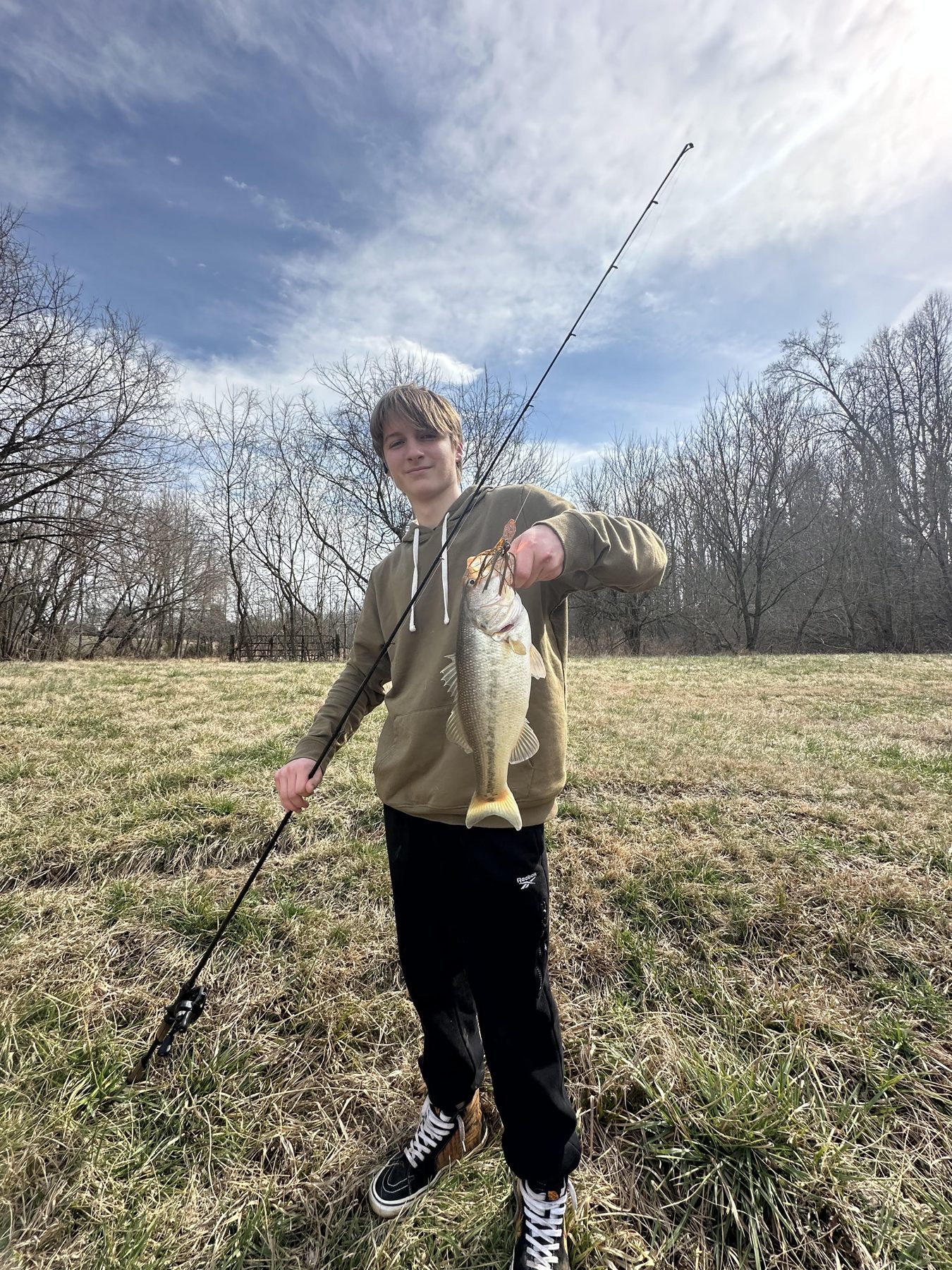 A camper with a fish