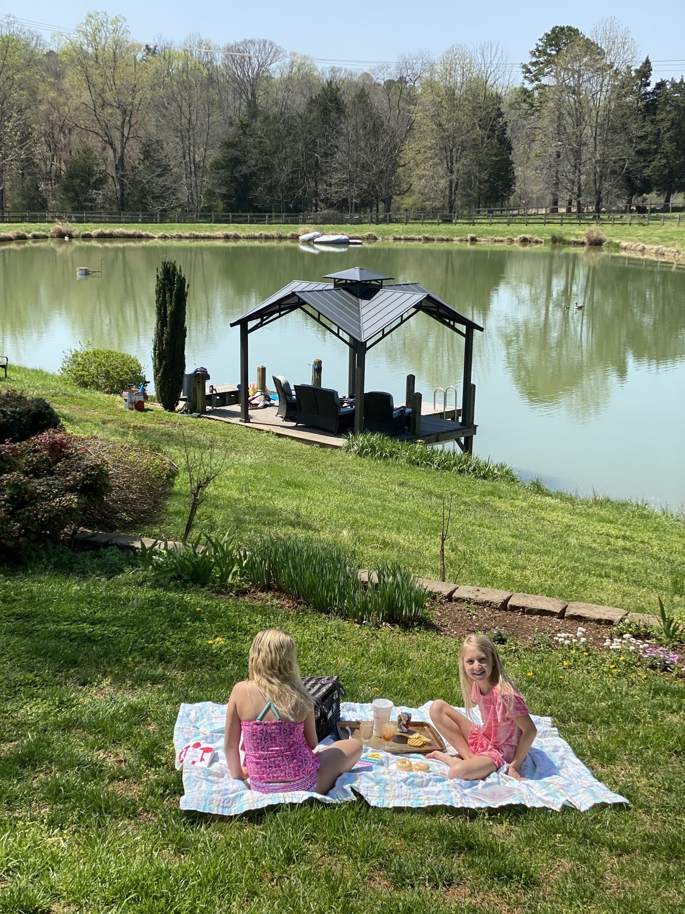 A picnic by the pond